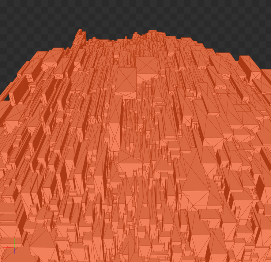 Hair's BVH leaf nodes visualized, results in elongated thin geometry