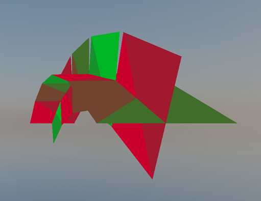 Curve approximated using DOTS geometry - side view