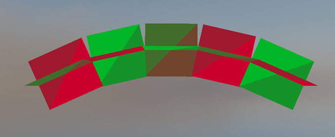 Curve approximated using DOTS geometry - side view