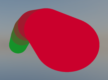 Curve approximated using LSS geometry - end view with end caps
