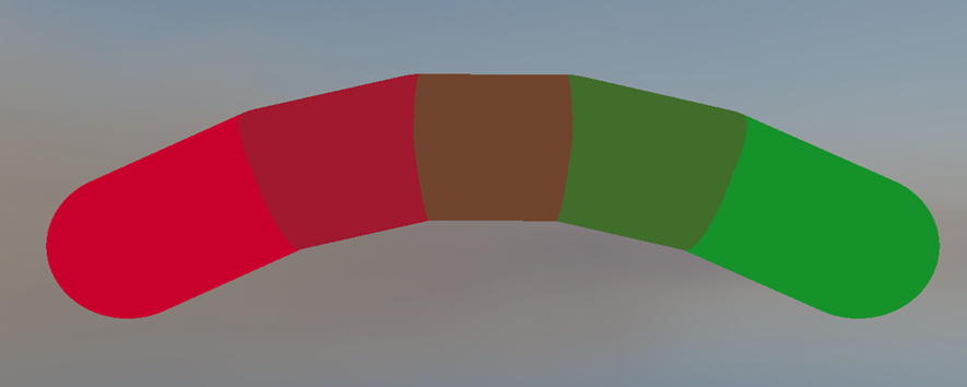 Curve approximated using LSS geometry - side view with end caps